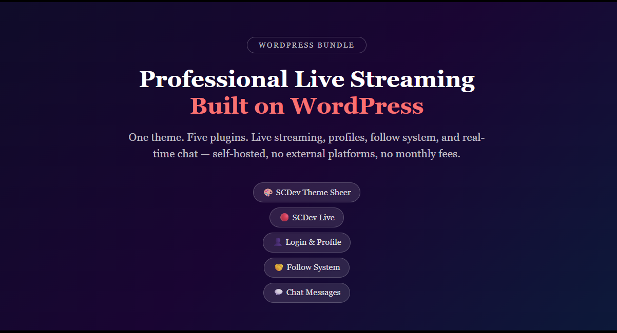 SCDev WordPress Live Streaming Bundle